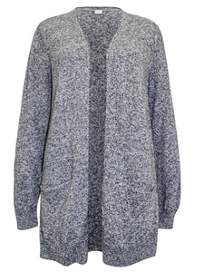 Ladies Long Line Open Front Pocket Long Sleeve Cardigan