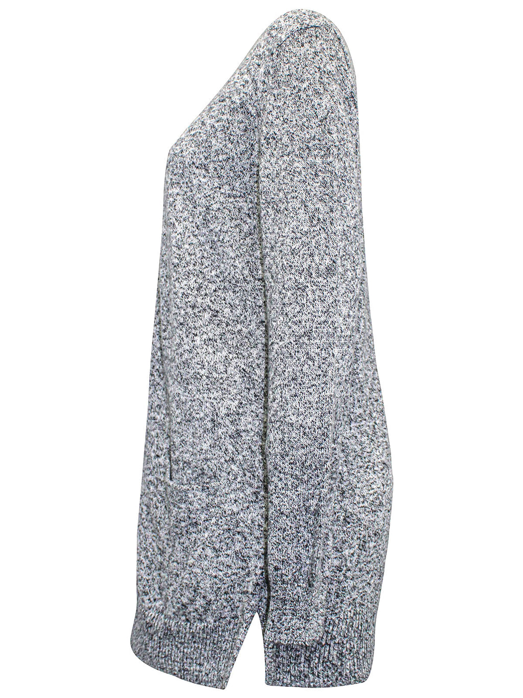 Ladies Long Line Open Front Pocket Long Sleeve Cardigan