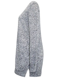 Ladies Long Line Open Front Pocket Long Sleeve Cardigan