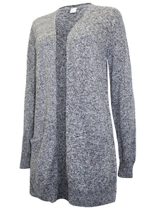 Ladies Long Line Open Front Pocket Long Sleeve Cardigan