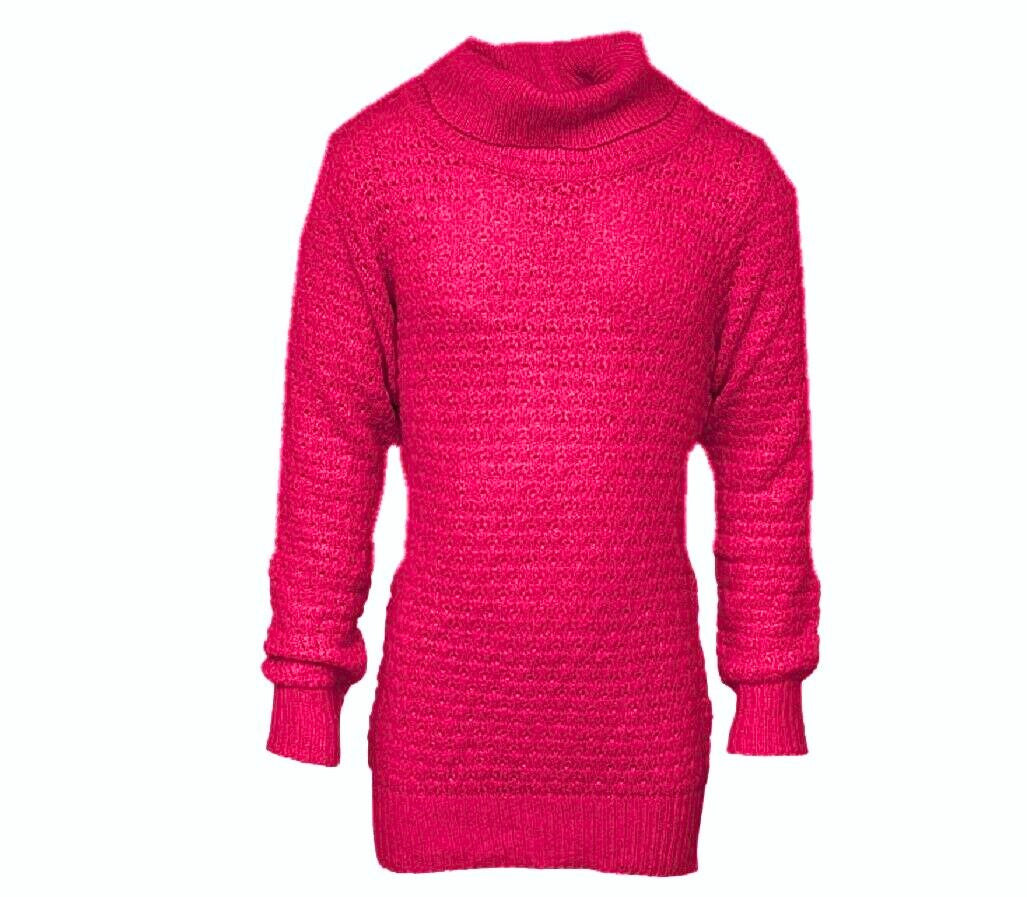 Girls Roll Neck Ribbed Cable Knitted Long Sleeve Warm Thick Sweater Jumper