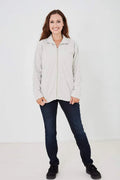 Cream High Neck Zip Up Fleece Jacket