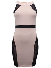 Load image into Gallery viewer, Ladies Nude &amp; Black Panelled Scuba Bodycon Dress
