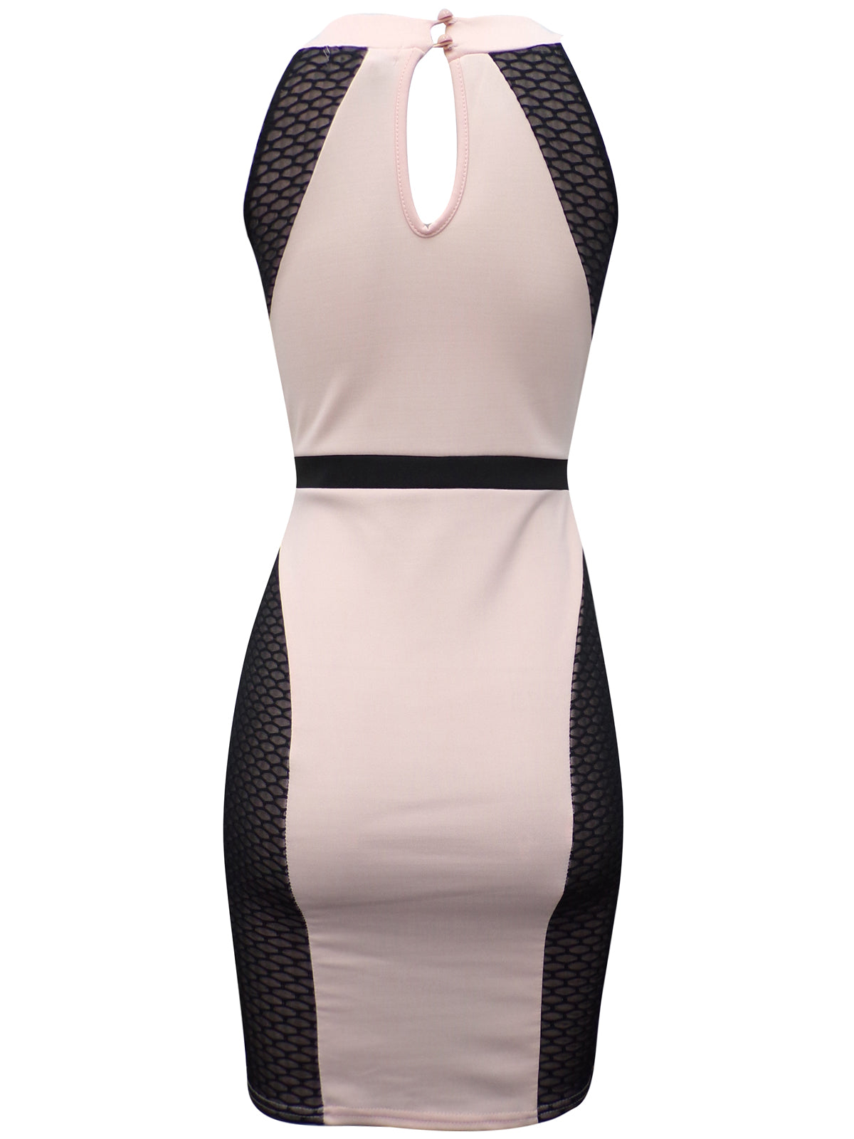 Ladies Nude & Black Panelled Scuba Bodycon Dress