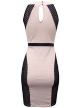 Load image into Gallery viewer, Ladies Nude &amp; Black Panelled Scuba Bodycon Dress

