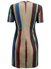Load image into Gallery viewer, Curvy Multi Color Block Striped Tunic Short Sleeve Dress
