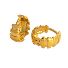 Load image into Gallery viewer, Small Huggie Thick Bar Stripe Creole Hoop Earrings

