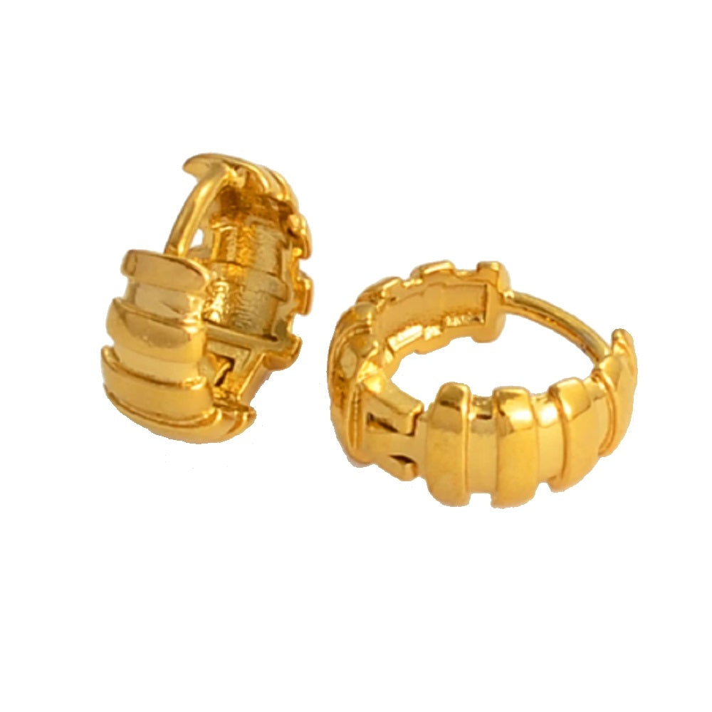Small Huggie Thick Bar Stripe Creole Hoop Earrings