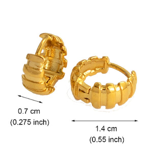 Small Huggie Thick Bar Stripe Creole Hoop Earrings