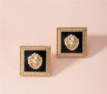 Load image into Gallery viewer, Lion Head Medusa Square Great Wall Stud Earrings
