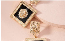 Load image into Gallery viewer, Square 18K Gold Plated Lion Head Myth Dangle Stud Earring
