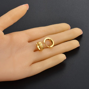 Small Diamond Cut Huggie Creole Hoop Earrings
