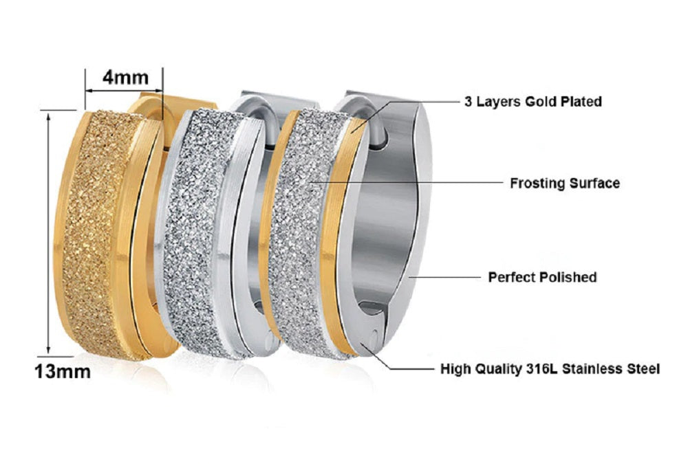 Gold & Silver Titanium Steel Anti-Allergic Small Hoop Earrings