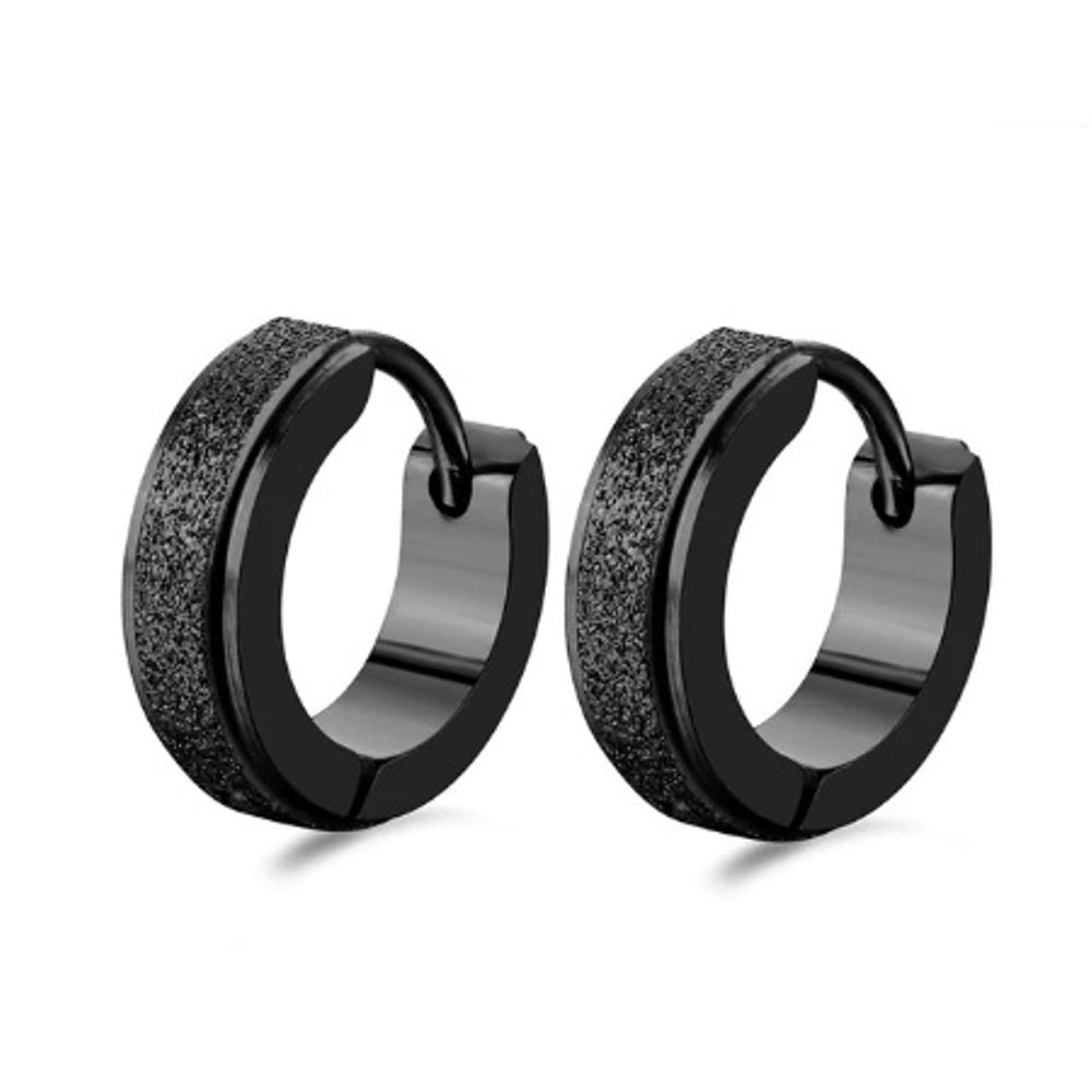 Unisex Black Brush Titanium Steel Anti-Allergic Small Hoop Earring