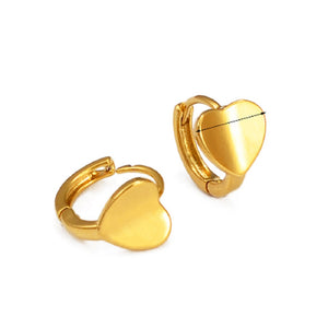 Small Heart Inner Click Lock Hoop Casual Earrings