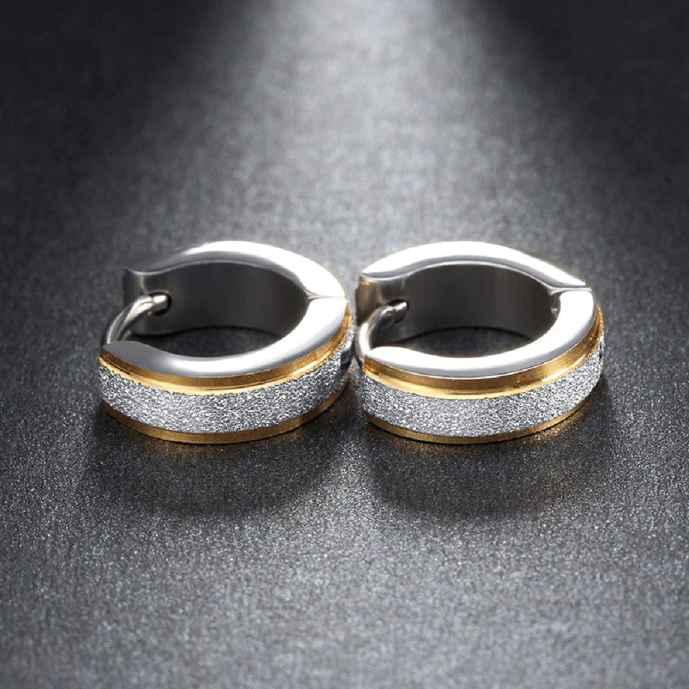 Gold & Silver Titanium Steel Anti-Allergic Small Hoop Earrings