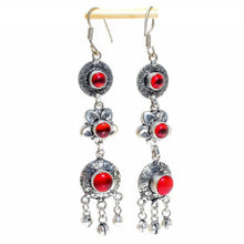 Load image into Gallery viewer, 925 Sterling Silver Red Mystic Ethnic Onyx Stone Dangle Earring
