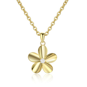 Ladies 925S  Gold Sunflower Gemstone Pendant Necklace Set