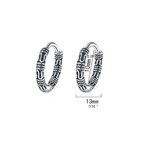 Unisex 925 Sterling Silver Vintage 13mm Round Rope Filigree Huggie Earrings
