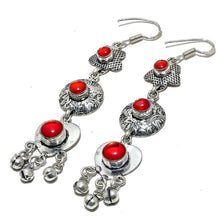 Load image into Gallery viewer, 925 Sterling Silver Red Mystic Ethnic Onyx Stone Dangle Earring
