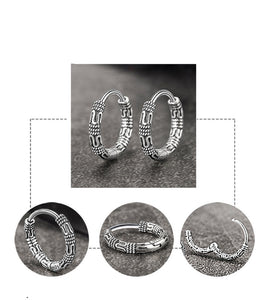 Unisex 925 Sterling Silver Vintage 13mm Round Rope Filigree Huggie Earrings