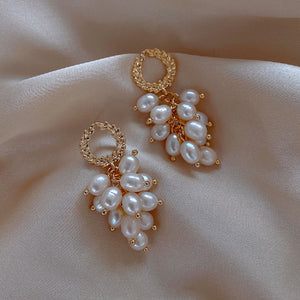 Ladies Multi Layers Strands Pearl Drop Stud Party Earrings