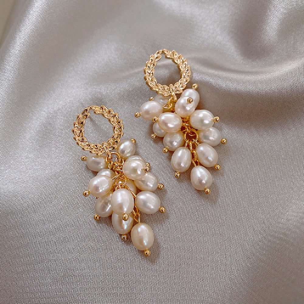 Ladies Multi Layers Strands Pearl Drop Stud Party Earrings