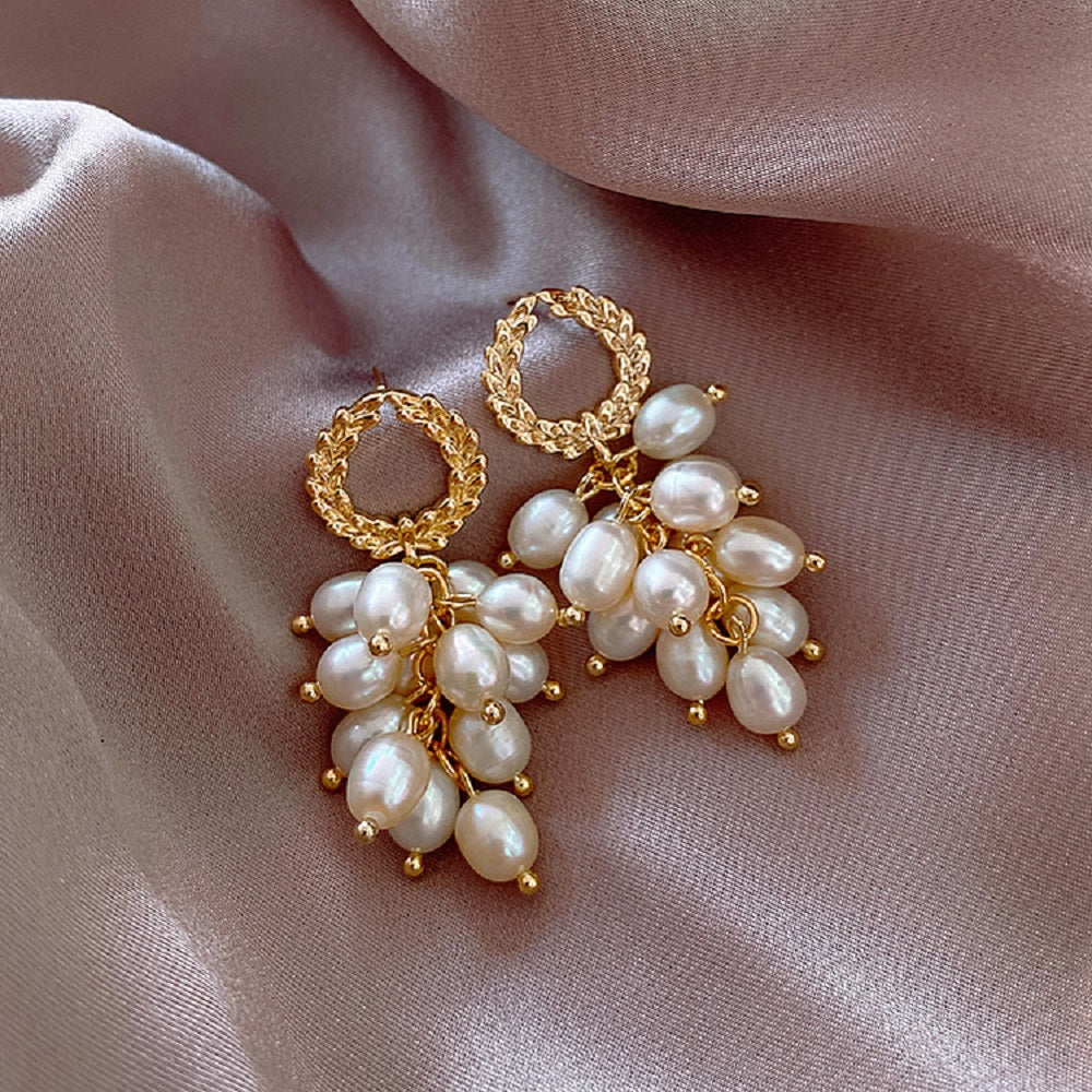 Ladies Multi Layers Strands Pearl Drop Stud Party Earrings