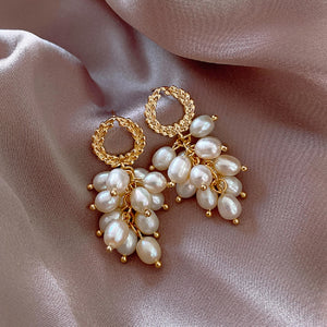 Ladies Multi Layers Strands Pearl Drop Stud Party Earrings