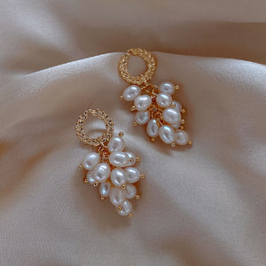 Ladies Multi Layers Strands Pearl Drop Stud Party Earrings
