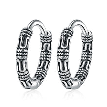 Load image into Gallery viewer, Unisex 925 Sterling Silver Vintage 13mm Round Rope Filigree Huggie Earrings
