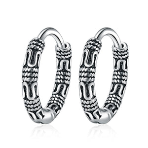 Unisex 925 Sterling Silver Vintage 13mm Round Rope Filigree Huggie Earrings