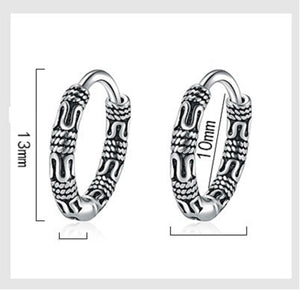 Unisex 925 Sterling Silver Vintage 13mm Round Rope Filigree Huggie Earrings