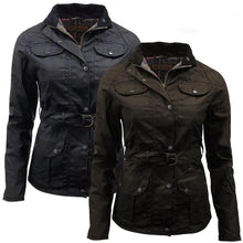 Load image into Gallery viewer, Ladies Game Blaze Belted Premium Antique Wax Jacket Hunting Fishing Coat
