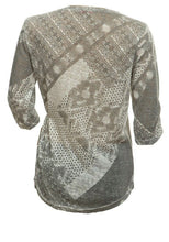 Load image into Gallery viewer, Quoz Grey Abstract Print Rushed Top
