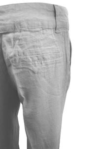 Grey Linen High Rise Straight Leg Trousers