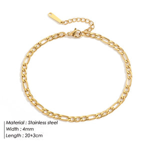 Ladies Gold 316L Stainless Steel Figaro Chain Anklets