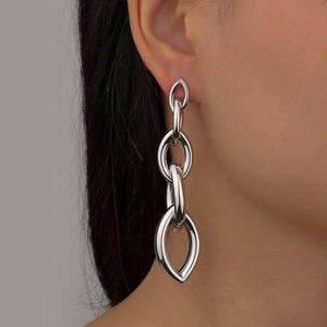 Ladies Silver Gold Plated Oval 4 tier Cutout Chain Link Dangling Earrings