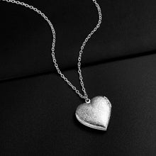 Load image into Gallery viewer, Ladies Silver Floral Carved Heart Openable Locket Photo Pendant &amp; Link Chain
