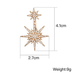 Ladies Crystal Rhinestone Big Double Six-pointed Star Earrings