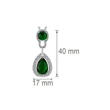 Load image into Gallery viewer, Ladies Sterling Silver Water Drop Austrian Green Emerald Crystal Necklace Sets
