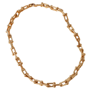 Ladies Gold Thick Inter Link U Joint Chain Choker Necklace
