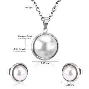Ladies Silver Gold Chain & Pearl Necklace set