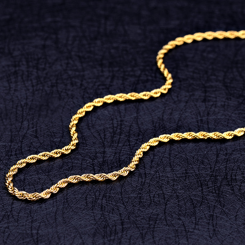 Unisex Gold Plated Rooster & Crystals Pendant Twist Chain Necklace