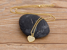 Load image into Gallery viewer, Unisex Gold Crystal Love Heart Pendant &amp; Weave Link Chain Necklace
