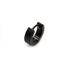 Load image into Gallery viewer, Unisex Black Three Bars Frosted Sand Brush Creole earrings
