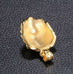 Gold Plated Lion Head Clear Gemstone Medusa Pendant Twist Chain Necklace