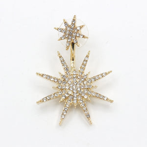 Ladies Crystal Rhinestone Big Double Six-pointed Star Earrings