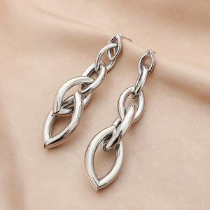 Ladies Silver Gold Plated Oval 4 tier Cutout Chain Link Dangling Earrings