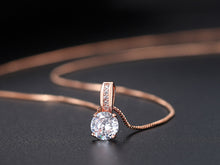 Load image into Gallery viewer, Ladies Rose Gold Minimalist Crystal Zircon Pendant Dainty Link Chain Necklace
